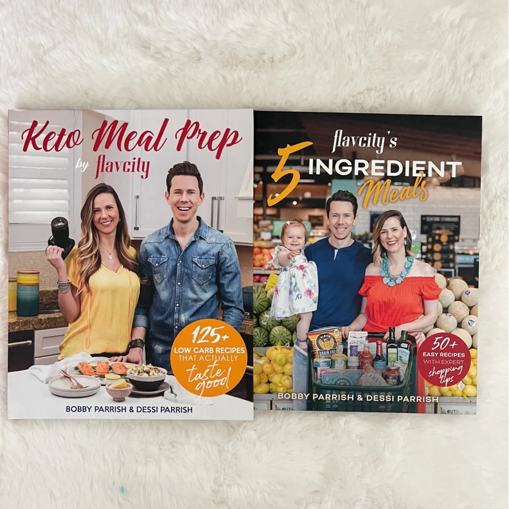 New Flavcity Hardcover Keto Meal Prep Low Carb Cookbook & Five Ingredients